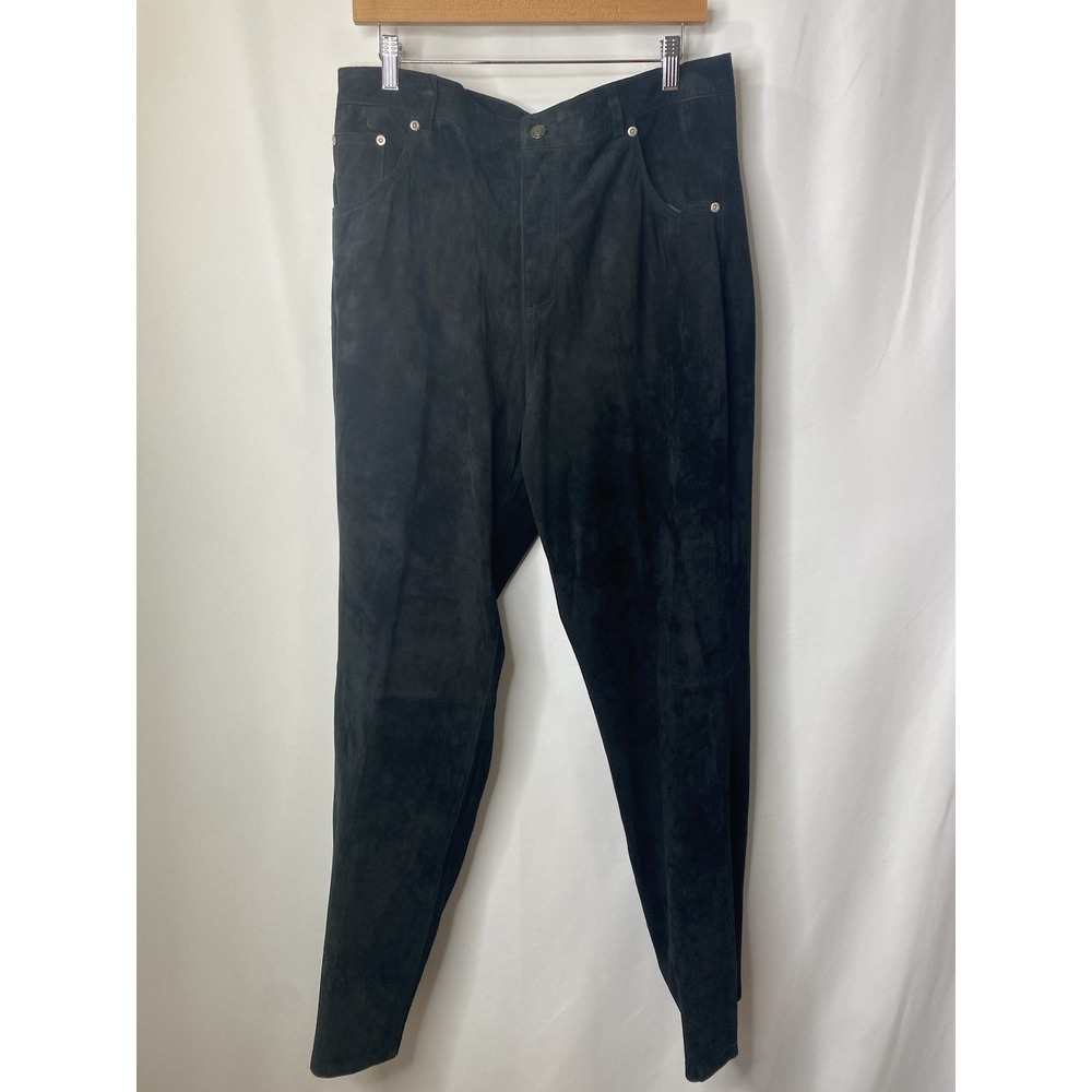 Vintage St. Johns Bay Black Washable Soft Suede Leather Pants Size 18 Rockabilly